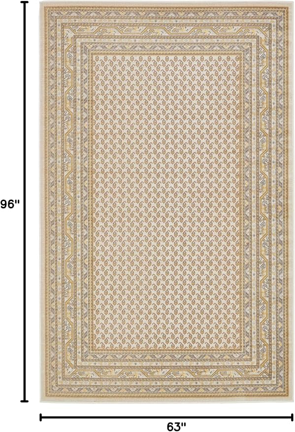 Unique Loom Williamsburg Collection Traditional Border with Dotted Center Area Rug, Rectangular 5' 0" x 8' 0", Beige/Yellow