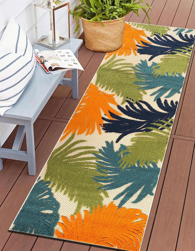 Rugshop Lucca Contemporary Floral Indoor/Outdoor 2' 7" X 8' Multi