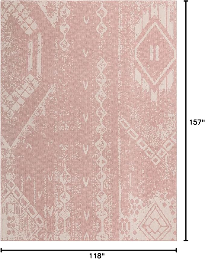 Unique Loom Outdoor Bohemian Collection Area Rug - Anthro (9' 10" x 13' 1" Rectangle, Pink/ Ivory)