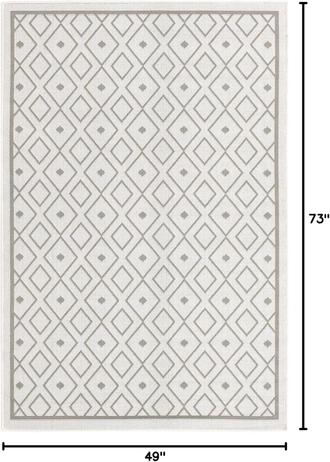 Unique Loom Outdoor Trellis Collection Area Rug - Kafes (4' 1" x 6' 1" Rectangle, Ivory/ Gray)