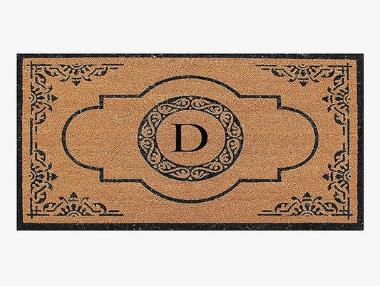 A1 Home Collections First Impression Hand Crafted Abrilina Entry Coir Monogrammed Double Doormat, 72" L x 36" W, X-Large