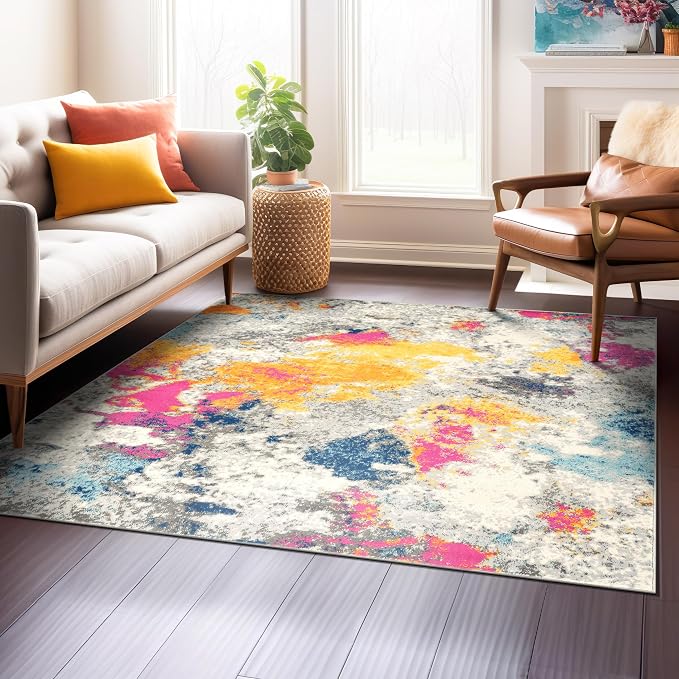 Rugshop Sky Collection Modern Abstract Square Area Rug 6'6" x 6'6" Multi