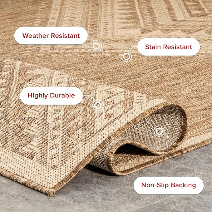 Nuloom Outdoor Performance Collection Landry Brown/Ivory, 5' x 8', Soft and Cozy, High Traffic, Stain Resistant, Easy Clean, Durable Area Rug for Indoor/Outdoor Patio, Deck, Porch, Garden, Courtyard