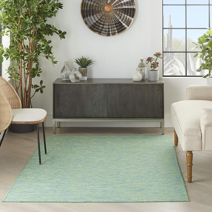 Nourison Home Positano Blue Green 4' x 6' Area Rug - Easy Clean, Non Shedding, Bed Room, Living Room, Dining Room, Kitchen (4' x 6')