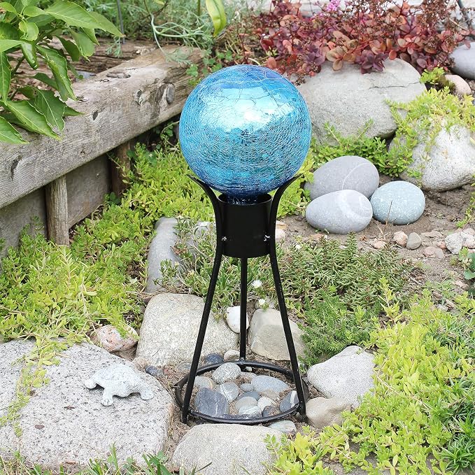 Achla Designs 6-Inch Crackle Gazing Globe Ball, Plum