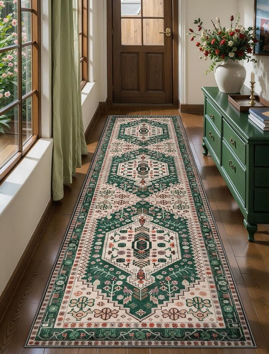 Ciicool Long Washable Runners Area Rug for Hallways,Ultra Soft 2x8ft Carpet | Oriental Non-Slip Thin Indoor Mat Vintage Entry Rugs for Kitchen Entryway Bedroom Bedside Living Room Laundry Bathroom Decor
