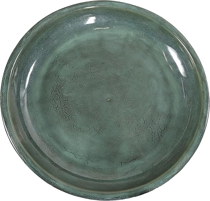 Sunnydaze Avignon Outdoor Ceramic Bird Bath - 18.75" H - UV- and Frost-Resistant - Pedestal Design - Green Mist