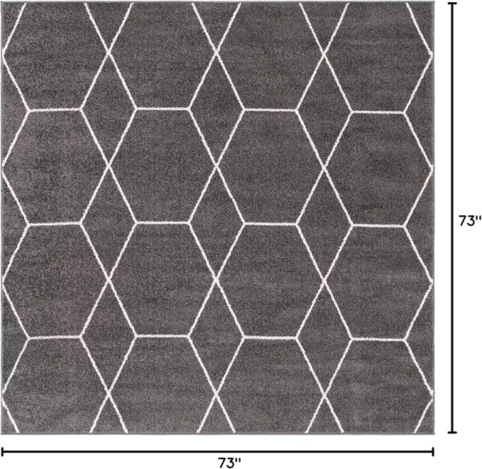 Unique Loom Trellis Frieze Collection Area Rug - Geometric (6' Square, Dark Gray/ Ivory)
