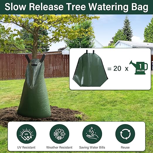 Tree Watering Bags 20 Pack, 20 Gallon Slow Release Gator Bags for Trees, Durable PVC Tree Drip Irrigation Bags with Heavy Duty Zipper, Deep Root Targeting