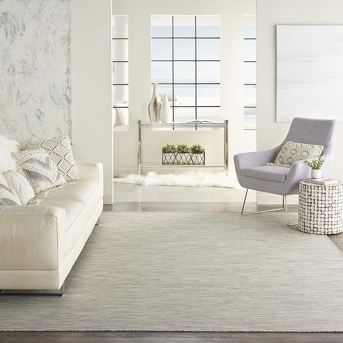 Nourison Home Positano Light Grey 5' x 7' Area Rug - Easy Clean, Non Shedding, Bed Room, Living Room, Dining Room, Kitchen (5' x 7')