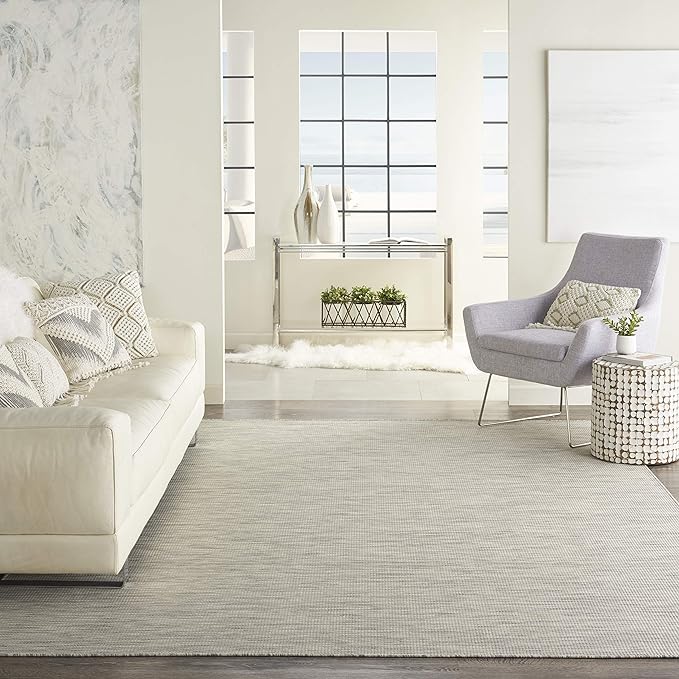 Nourison Home Positano Light Grey 4' x 6' Area Rug - Easy Clean, Non Shedding, Bed Room, Living Room, Dining Room, Kitchen (4' x 6')