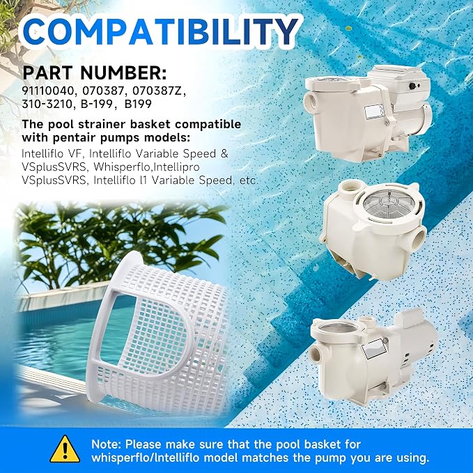 070387 Pool Pump Strainer Basket for Pentair Whisperflo Intelliflo 2pcs | Fits 070387Z,91110040,B-199,310-3210 Skimmer Filter Basket, Durable construction, Easy install