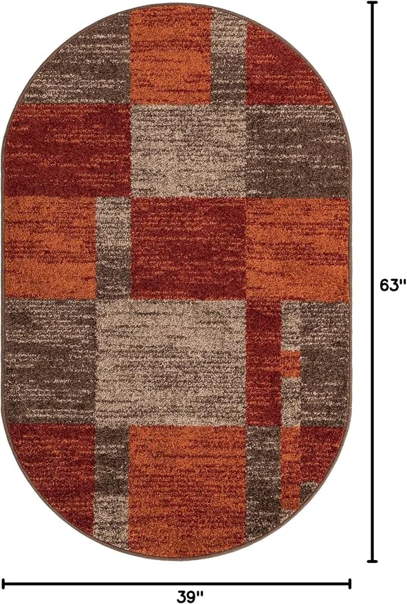 Unique Loom Autumn Collection Area Rug - Providence (3' 3" x 5' 3" Oval, Multi/ Beige)