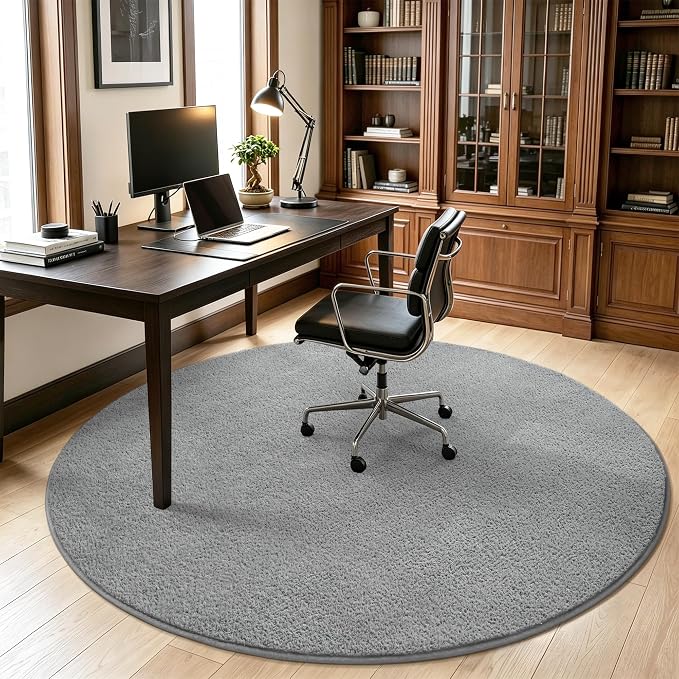 Keeko Round Area Rug 4ft for Living Room Bedroom,Soft Washable Circle Rug | Modern Indoor Memory Foam Rugs Low Pile Non Slip Carpet for Kids Dorm Room Entryway Kitchen Home Decor Grey