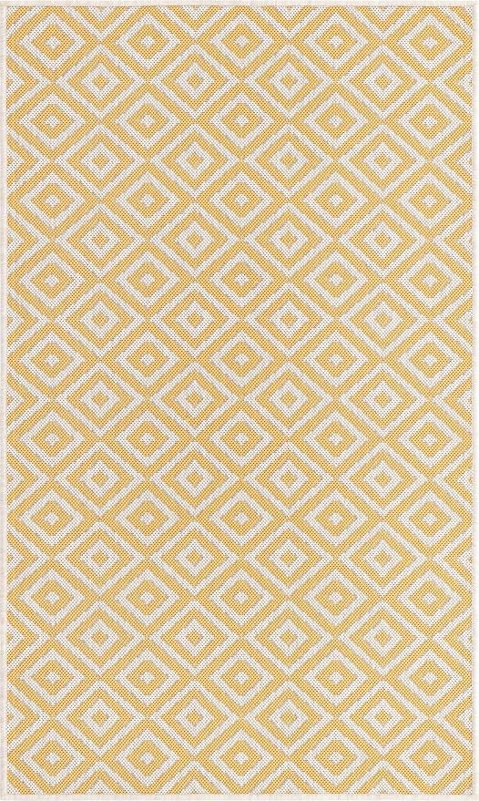 Unique Loom Outdoor Collection Area Rug - Costa Rica (3' 3' x 5' 3' Rectangle, Yellow Ivory/ Ivory)