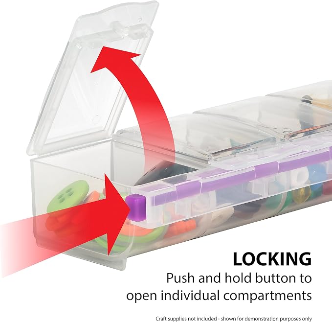Craft Mates Bead Organizer, 7 Locking Compartments, Plastic Storage (2XL) | Clear Plastic Storage for Buttons, Pins, Jewelry, Diamond Art & Craft Supplies, Large Portable Organizer for Crafters