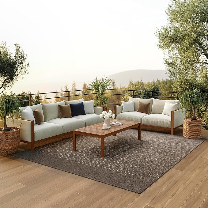 Nourison Home Tulum Brown 6' x 9' Area Rug - Easy Clean, Non Shedding, Bed Room, Living Room, Dining Room, Kitchen (6' x 9')