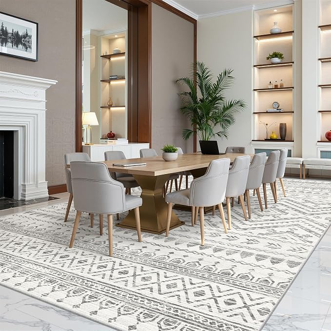 Miukiki 10x14 Area Rugs for Living Room Non Slip Washable Rug Grey | Soft Low Pile Indoor Extra Large Floor Carpet Stain Resistant Machine Washable Rug for Bedroom Dining Room 10'x14'