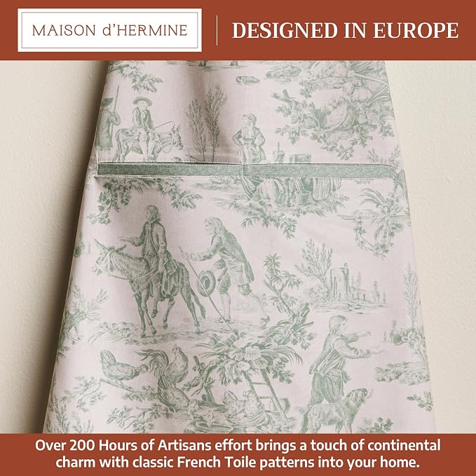 Maison d' Hermine Aprons for women with Pocket 100% Cotton (27.50"x31.50") | Adjustable Neck Strap & long ties Apron Men Chef Wedding Cooking Gardening Server Maid