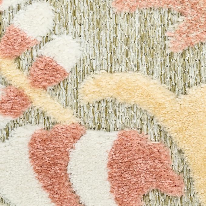 Nourison Home Aloha Sage Rose 3'6" x 5'6" Area Rug - Easy Clean, Non Shedding, Bed Room, Living Room, Dining Room, Kitchen (4' x 6')