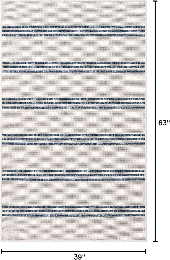 Unique Loom Outdoor Collection Area Rug - Anguilla (3' 3" x 5' 3" Rectangle, Ivory/ Blue)