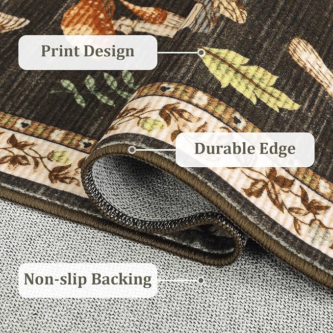 ROYHOME Mushroom Rug Black