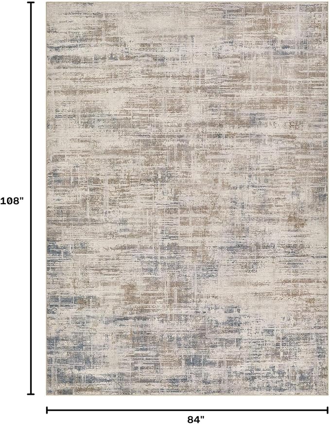 UERMEI 7x9 Area Rug for Living Room Washable Abstract Brown Carpet | Low Pile Non-Slip Soft Neutral Modern Kid Pet Friendly Large Rugs For Bedroom Dining Room Nursery Office Indoor Decor