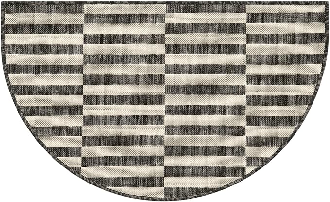 Unique Loom Outdoor Striped Collection Area Rug - Striped (2' 2" x 3' 7" Hearth Charcoal/Ivory)