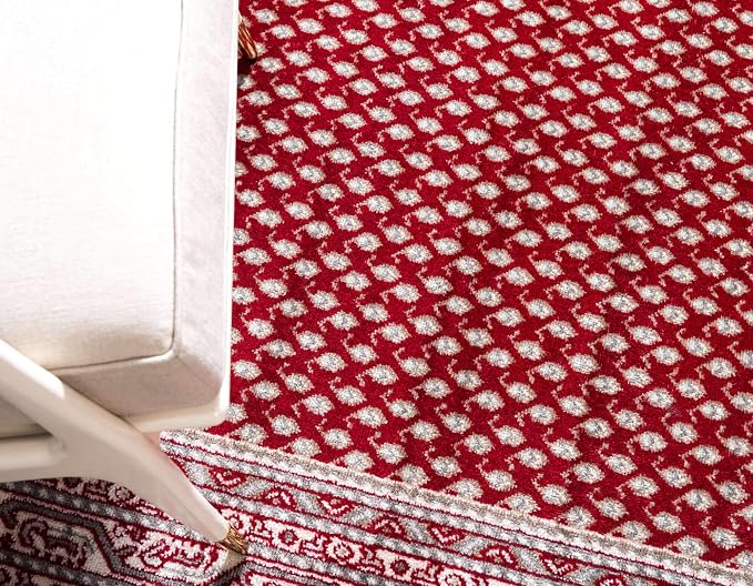 Unique Loom Williamsburg Collection Traditional Border with Dotted Center Area Rug, Round 5' 1" x 5' 1", Red/Beige