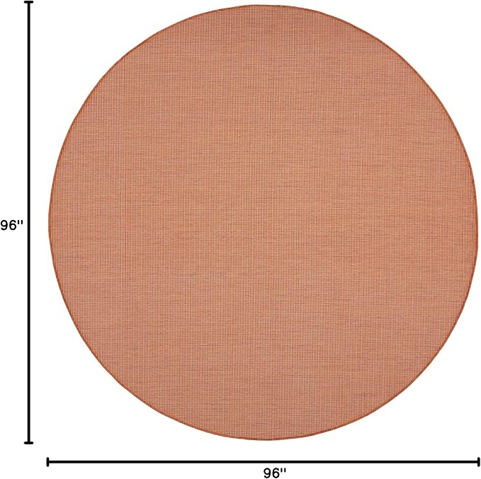 Nourison Home Positano Terracotta 8' x Round Area Rug - Easy Clean, Non Shedding, Bed Room, Living Room, Dining Room, Kitchen (8' x Round)