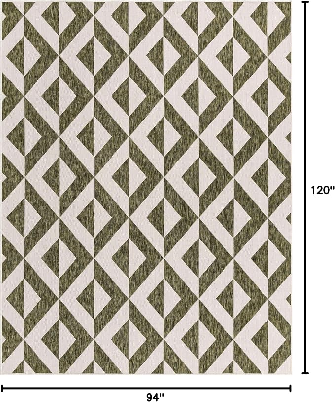 Unique Loom Outdoor Collection Area Rug - Napa (7' 10' x 10' Rectangle, Green/ Ivory)