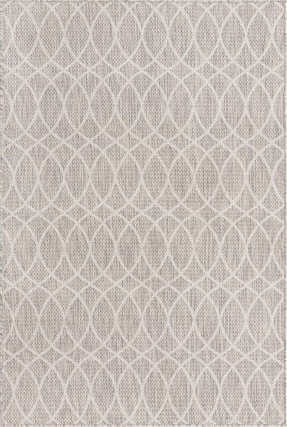 Unique Loom Outdoor Trellis Collection Area Rug - Gitter (4' 1" x 6' 1" Rectangle, Light Gray/ Ivory)