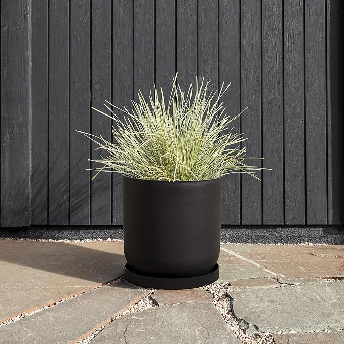 Veradek Mason Series Lima Planter - Round Planter for Indoor or Outdoor Porch/Garden | Made from Plastic-Stone Composite with Drainage Holes | Modern Décor for Succulents, Flowers, Small Plants