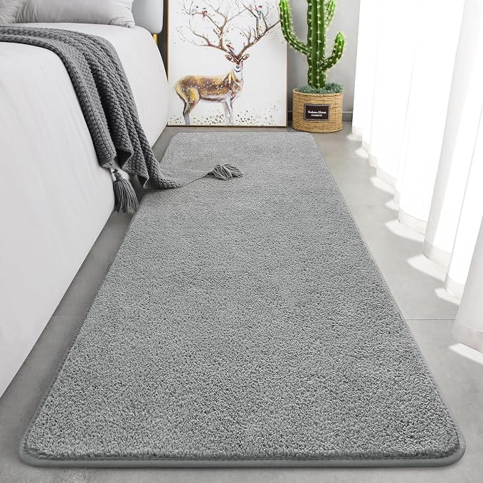 Keeko 2x6 Area Rugs for Living Room,Soft Washable Memory Foam Bedroom Rug | Indoor Throw Rug Low Pile Minimalist Non Slip Carpet for Kids Nursery Classroom Dorm Room Home Decor Grey