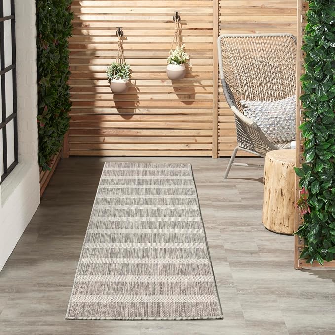 Nourison Home Positano Grey Ivory 2' x 6' Area Rug - Easy Clean, Non Shedding, Bed Room, Living Room, Dining Room, Kitchen (6' Runner)