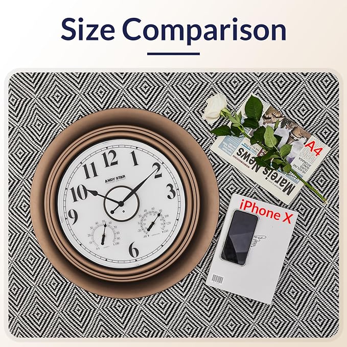 Andy Star 21 Inch Large Luminous Outdoor Wall Clock Waterproof with Temperature, Vintage Round Wall Clocks Battery, Oversized Pool Clock for Garden Patio Rustic Bronze Finish Silent Non Ticking Clock