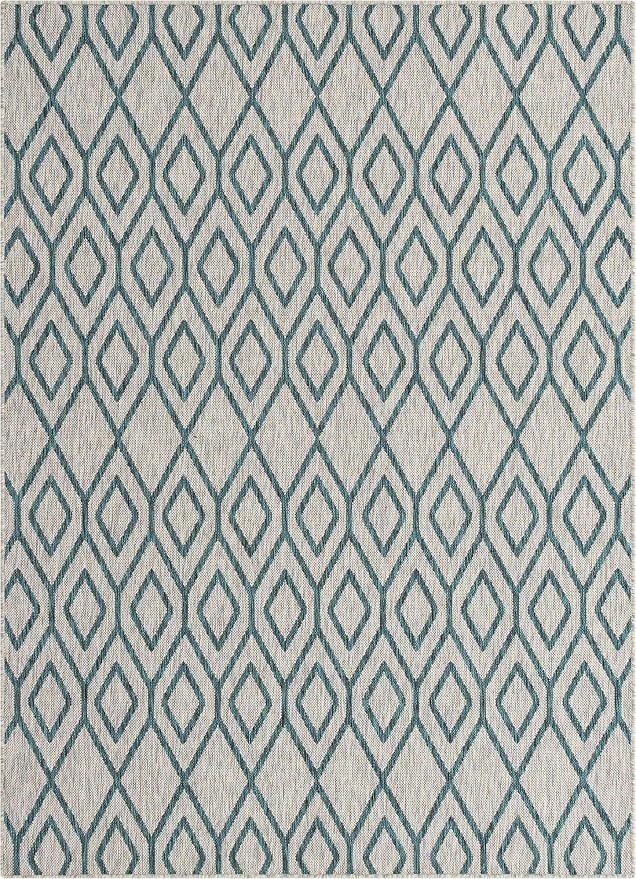 Jill Zarin Outdoor Collection Area Rug - Turks and Caicos (5' 3" x 8' Rectangle Gray Teal/Teal)