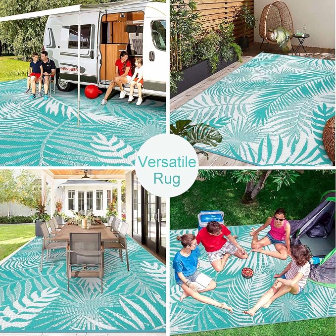 Outdoor Rugs 9x12 for Patios Clearance Large Outdoor Rug, Outdoor Plastic Straw Rug RV Camping Rug Large Outdoor Mat for RV, Patio, Backyard, Deck, Picnic, Beach, Trailer, Camping
