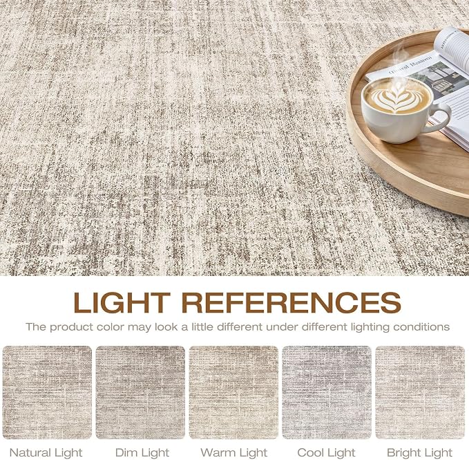 LOONGRUG 12x15 Area Rug Large Neutral Modern Rug for Living Room Brown | Abstract Soft Stain Resistant Indoor Non-Slip Carpet for Bedroom Nursery Kids Office Playroom Dining Room