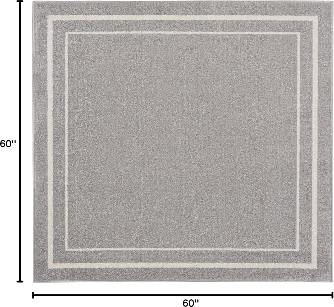 Nourison Home Nourison Essentials Grey Ivory 5' x Square Area Rug - Easy Clean, Non Shedding, Bed Room, Living Room, Dining Room, Kitchen (5' x Square)