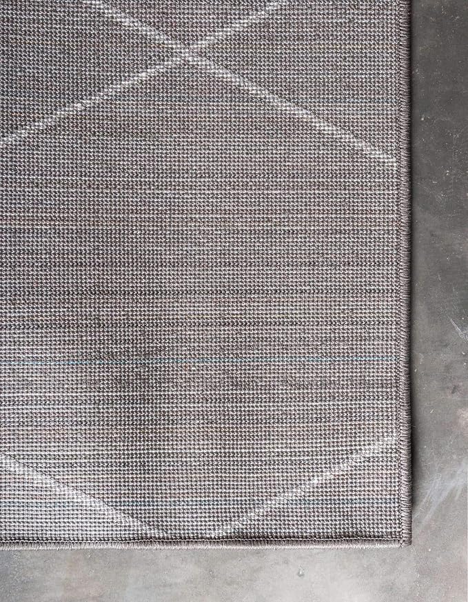 Unique Loom Trellis Frieze Collection Area Rug - Geometric (8' Square, Dark Gray/ Ivory)