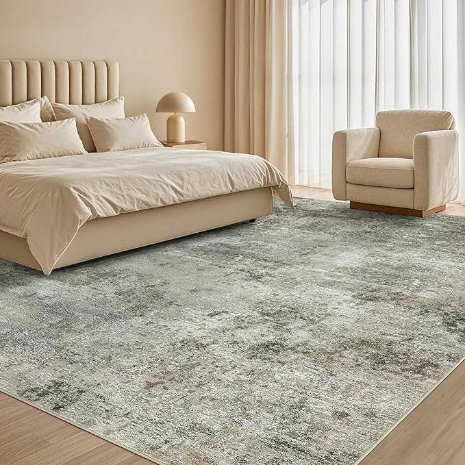 Tortania Area Rug Living Room Rugs - 6x9 Washable Large Soft Neutral Boho Moroccan Bohemian Farmhouse Rug Indoor Floor Carpet for Bedroom Under Dining Table Home Office Decor - Olive Brown