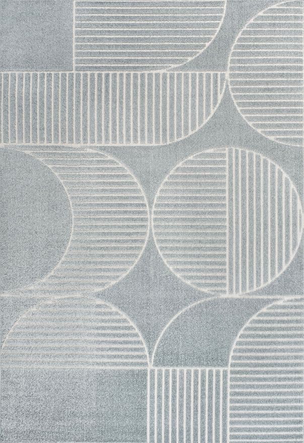 JONATHAN Y Nordby High-Low Arch Striped Light Blue/Cream Indoor/Outdoor Area Rug, 5x8, for Patio, Backyard, Living Room, Bedroom, Office, Hose-Washable (SCN104F-5)
