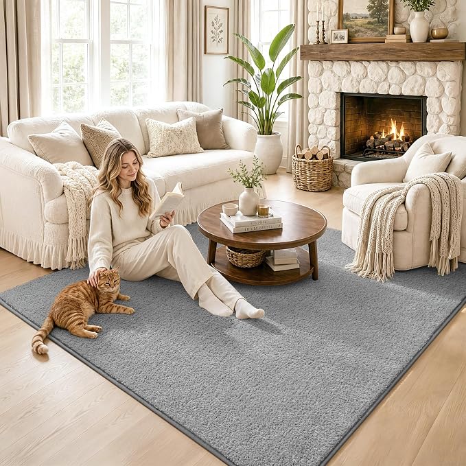 Keeko 4x4 Square Area Rugs for Living Room Bedroom,Soft Washable Carpet | Modern Indoor Memory Foam Entryway Rug Low Pile Minimalist Non Slip Rug for Kids Nursery Dorm Room Home Decor Grey