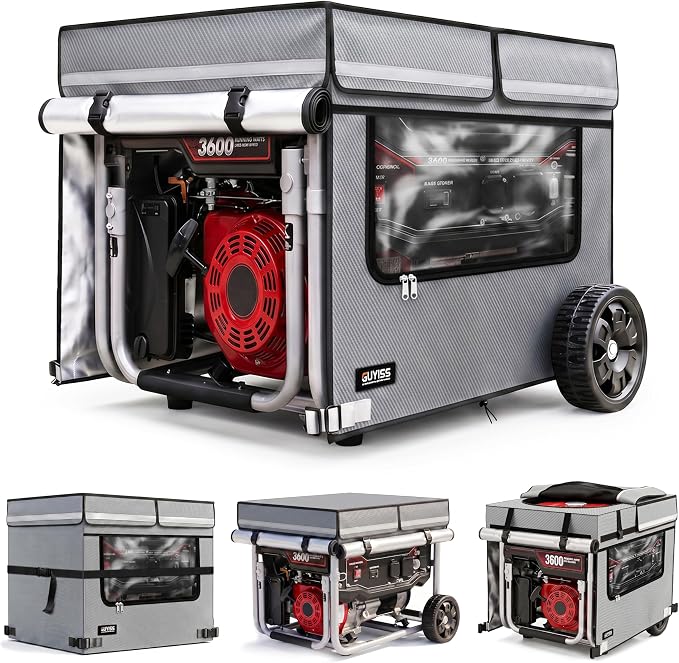 Generator Covers While Running. 32x24x24 Inch Generator Cover, 900D+210D Heavy Duty Waterproof, PVC Transparent Visual Operation Window, Top Can Be Opened for Refueling. Gray