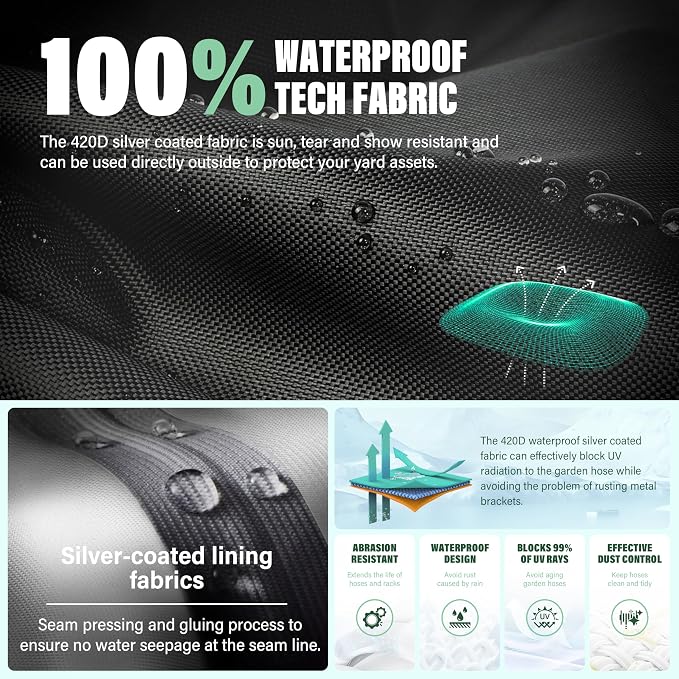 Double sided garden hose bracket cover, suitable for double-sided hose reel brackets that can accommodate 150 feet of hoses - waterproof, UV resistant, extending the service life of water pipes