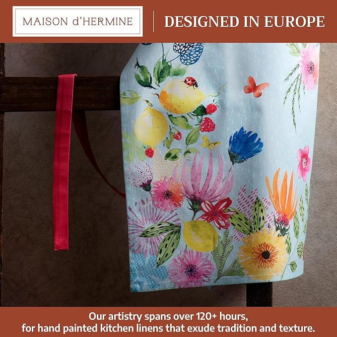 Maison d' Hermine Aprons for women with Pocket 100% Cotton (27.50"x31.50") | Adjustable Neck Strap & long ties Apron Men Chef Wedding Cooking Gardening Server Maid