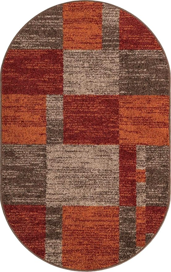 Unique Loom Autumn Collection Area Rug - Providence (3' 3" x 5' 3" Oval, Multi/ Beige)