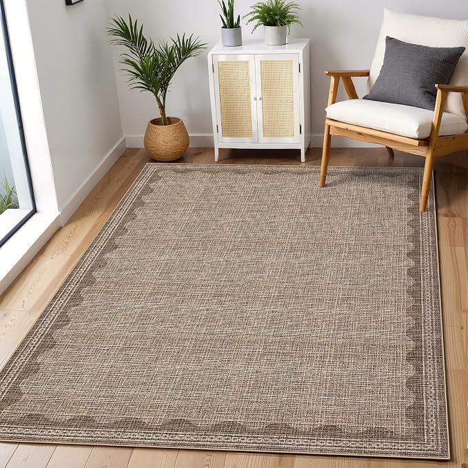 GarveeHome Scalloped Washable Rug 3x5 Non-Slip Low-Pile Indoor Rugs for Entryway Solid Coffee Modern Minimalism Carpet for Bedroom Living Room Kitchen Bathroom Door Mat