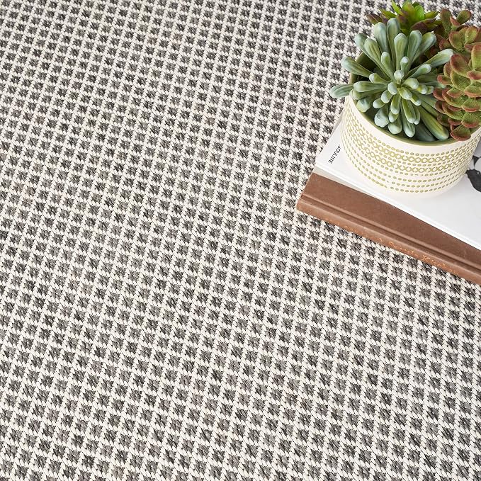 Nourison Home Courtyard Ivory Charcoal 8' x Square Area Rug - Easy Clean, Non Shedding, Bed Room, Living Room, Dining Room, Kitchen (8' x Square)